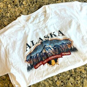 Alaska Souvenir Tee Shirt American Wilderness The Last Frontier Cotton Mens M